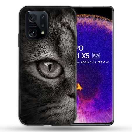 Coque Pour Oppo Find X5 Animal Chat Gris