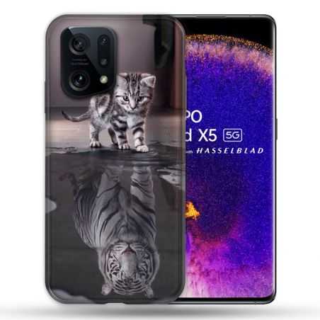 Coque Pour Oppo Find X5 Animal Chat Reflet