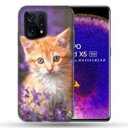 Coque Pour Oppo Find X5 Animal Chat Violet