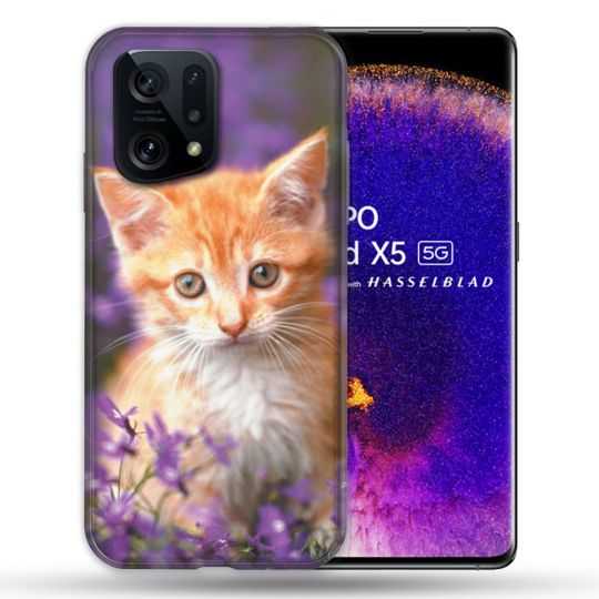 Coque Pour Oppo Find X5 Animal Chat Violet