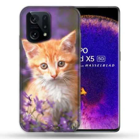 Coque Pour Oppo Find X5 Animal Chat Violet