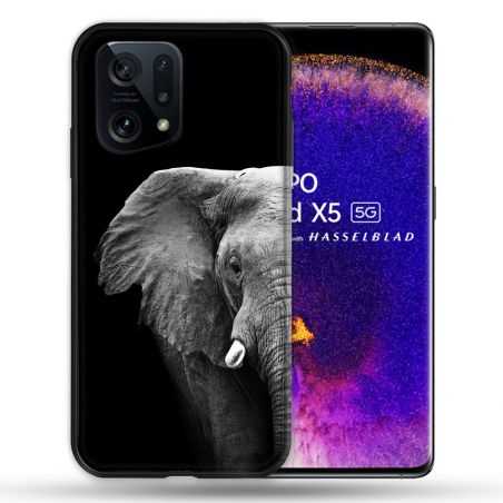 Coque Pour Oppo Find X5 Animal Elephant Noir