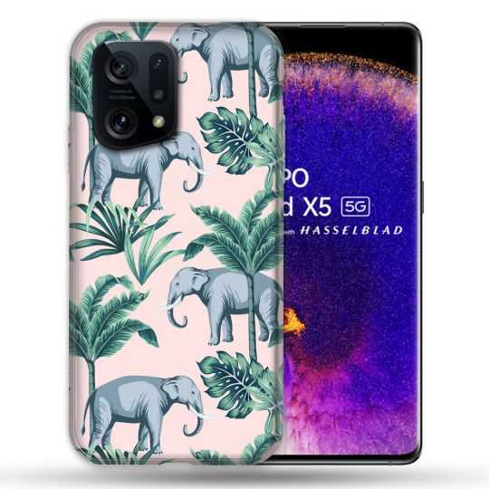 Coque Pour Oppo Find X5 Animal Elephant Pattern