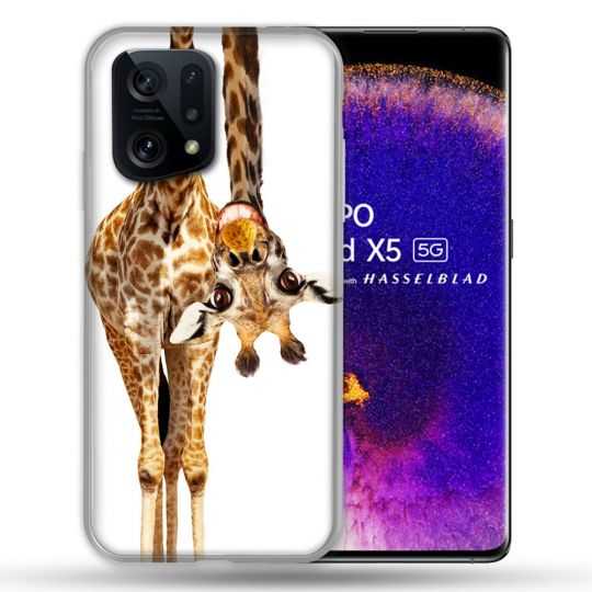 Coque Pour Oppo Find X5 Animal Girafe Blanche