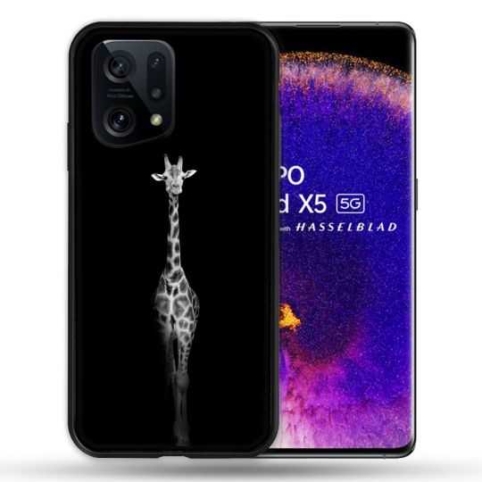 Coque Pour Oppo Find X5 Animal Girafe Noire