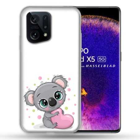 Coque Pour Oppo Find X5 Animal Koala Cœur