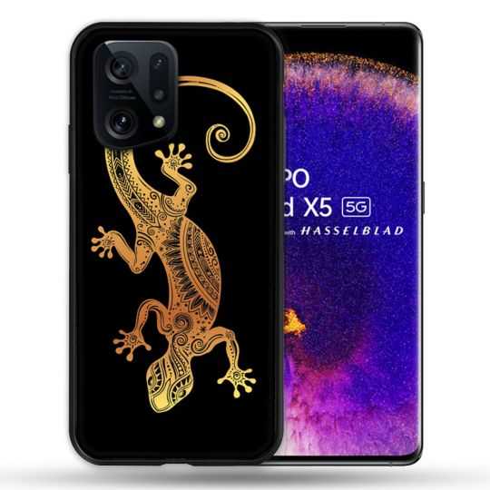 Coque Pour Oppo Find X5 Animal Lezard Noir