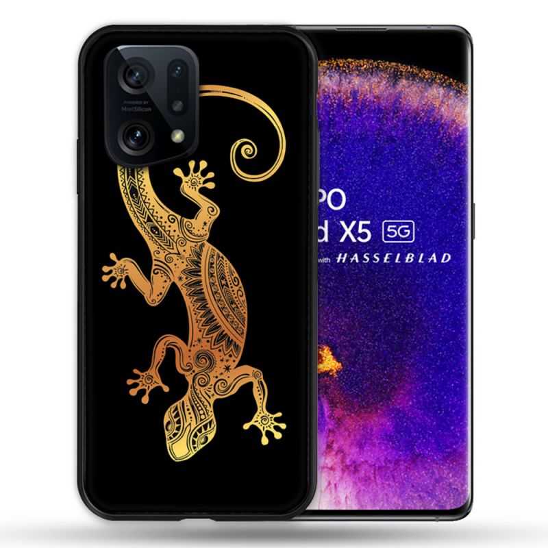 Coque Pour Oppo Find X5 Animal Lezard Noir