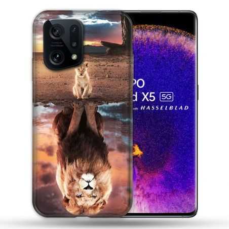 Coque Pour Oppo Find X5 Animal Lion Reflet
