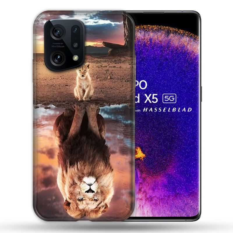 Coque Pour Oppo Find X5 Animal Lion Reflet