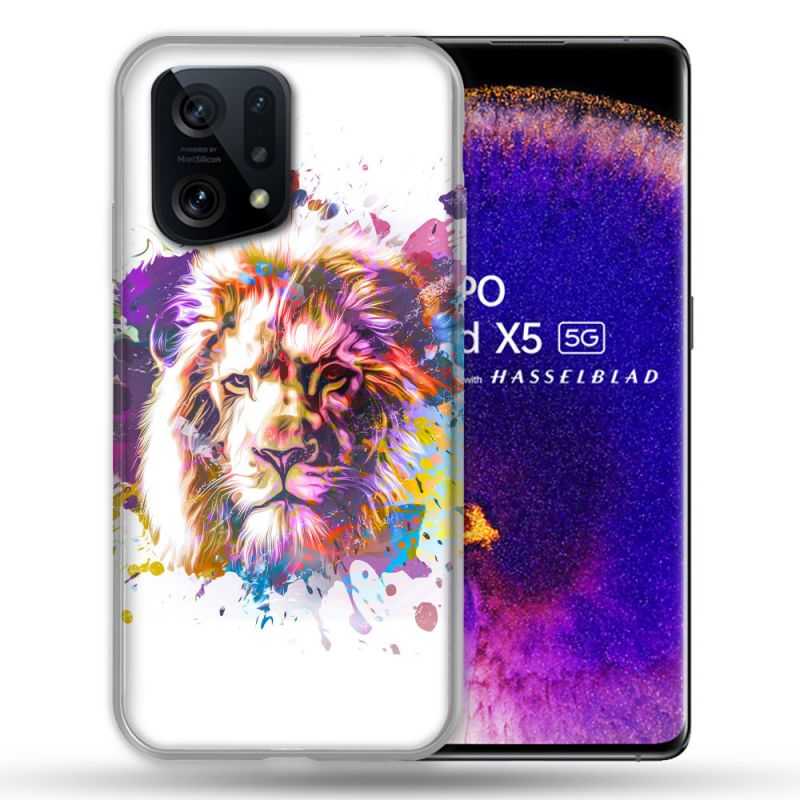 Coque Pour Oppo Find X5 Animal Lion Tag