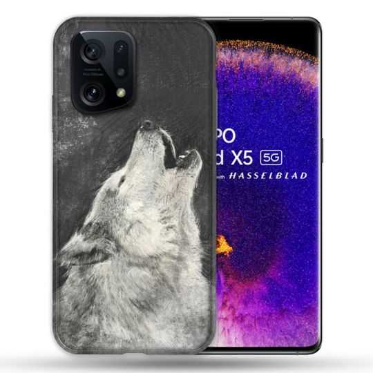 Coque Pour Oppo Find X5 Animal Loup Hurlement