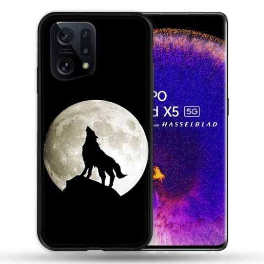 Coque Pour Oppo Find X5 Animal Loup Noir