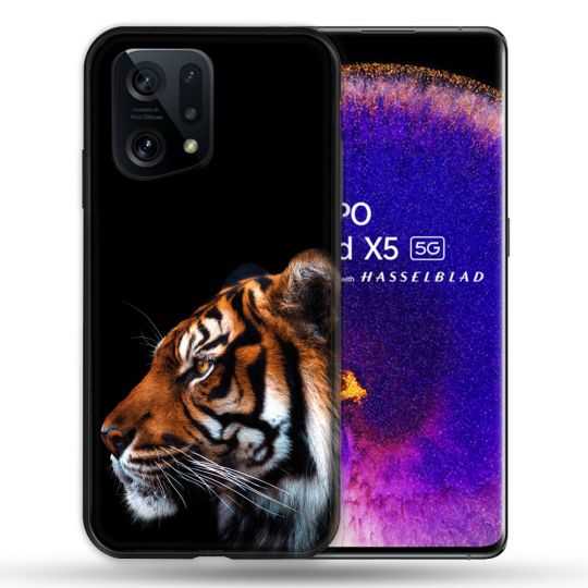 Coque Pour Oppo Find X5 Animal Tigre Noir