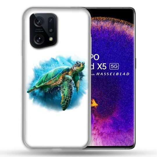Coque Pour Oppo Find X5 Animal Tortue Blanche multicolore