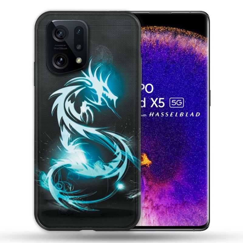 Coque Pour Oppo Find X5 Fantastique Dragon Bleu