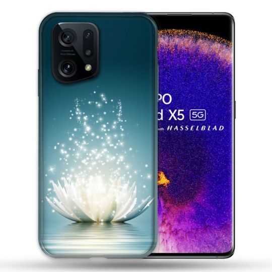Coque Pour Oppo Find X5 Fleur Lotus Blanc