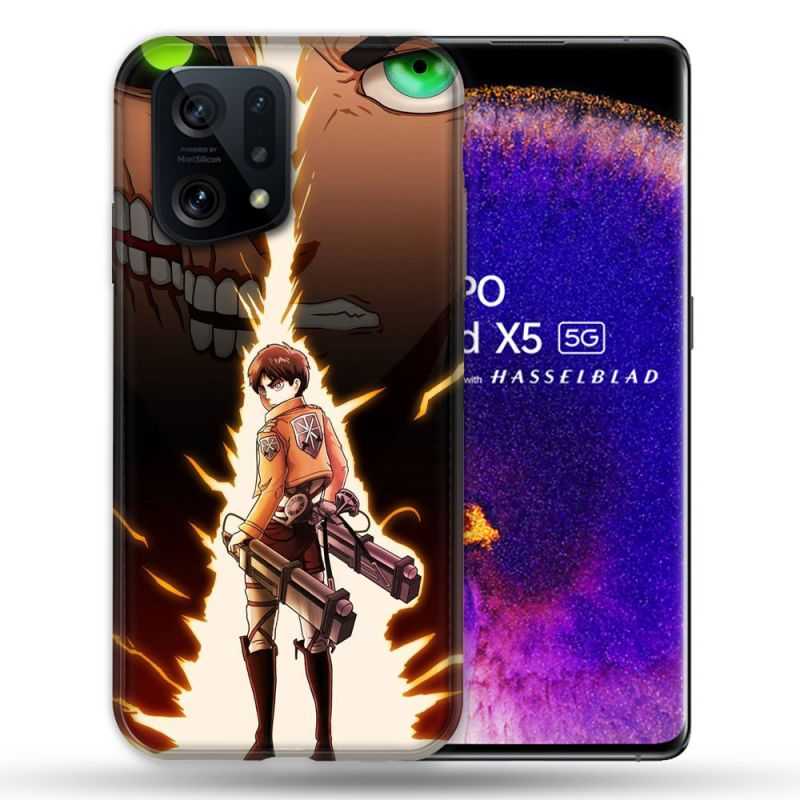Coque Pour Oppo Find X5 Manga Attaque Titans Eren Eclair