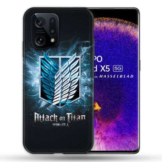 Coque Pour Oppo Find X5 Manga Attaque Titans Noir