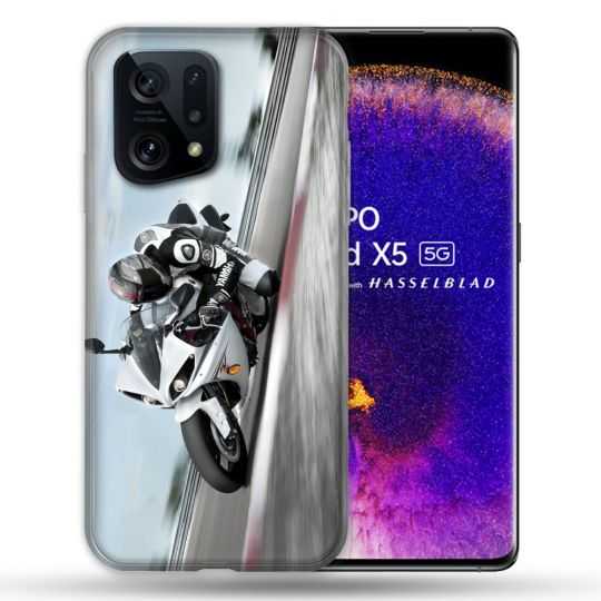 Coque Pour Oppo Find X5 Moto Course GP Blanche