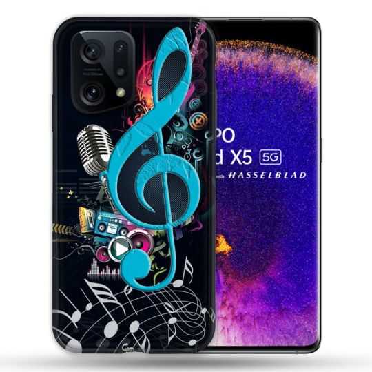 Coque Pour Oppo Find X5 Musique Cle Sol Bleu