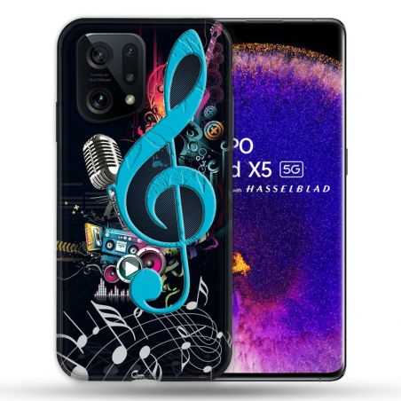 Coque Pour Oppo Find X5 Musique Cle Sol Bleu