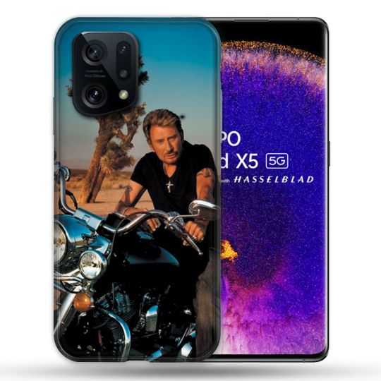 Coque Pour Oppo Find X5 Musique Johnny Hallyday Moto