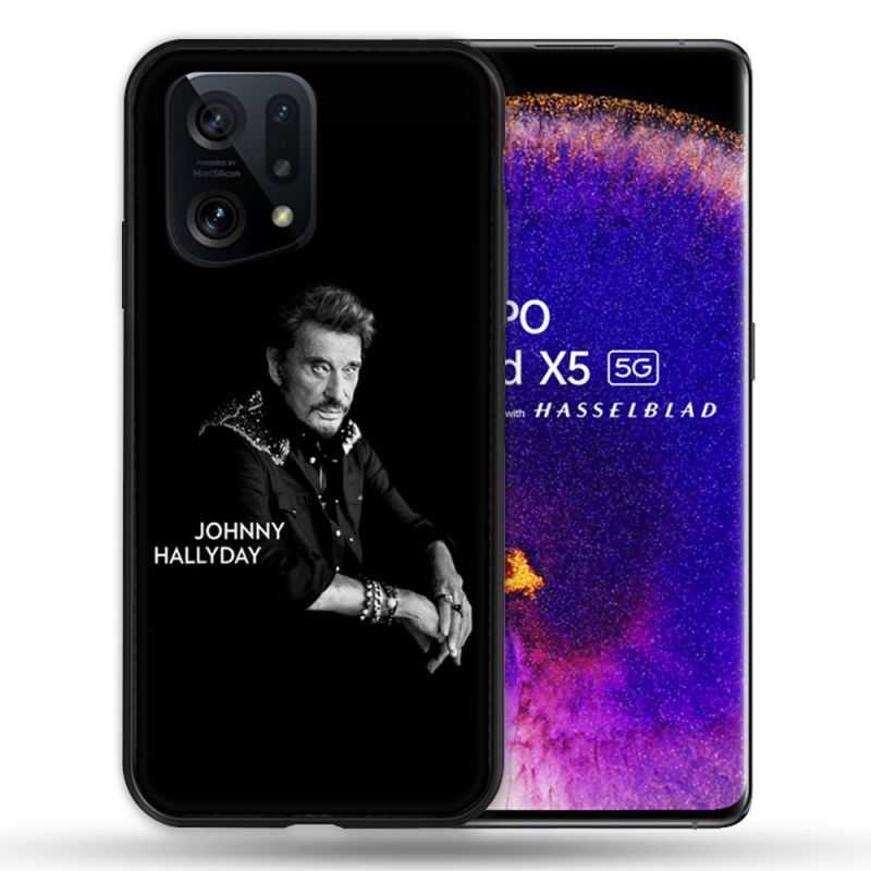 Coque Pour Oppo Find X5 Musique Johnny Hallyday Noir