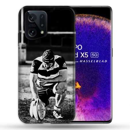 Coque Pour Oppo Find X5 Sport Rugby Noir Blanc