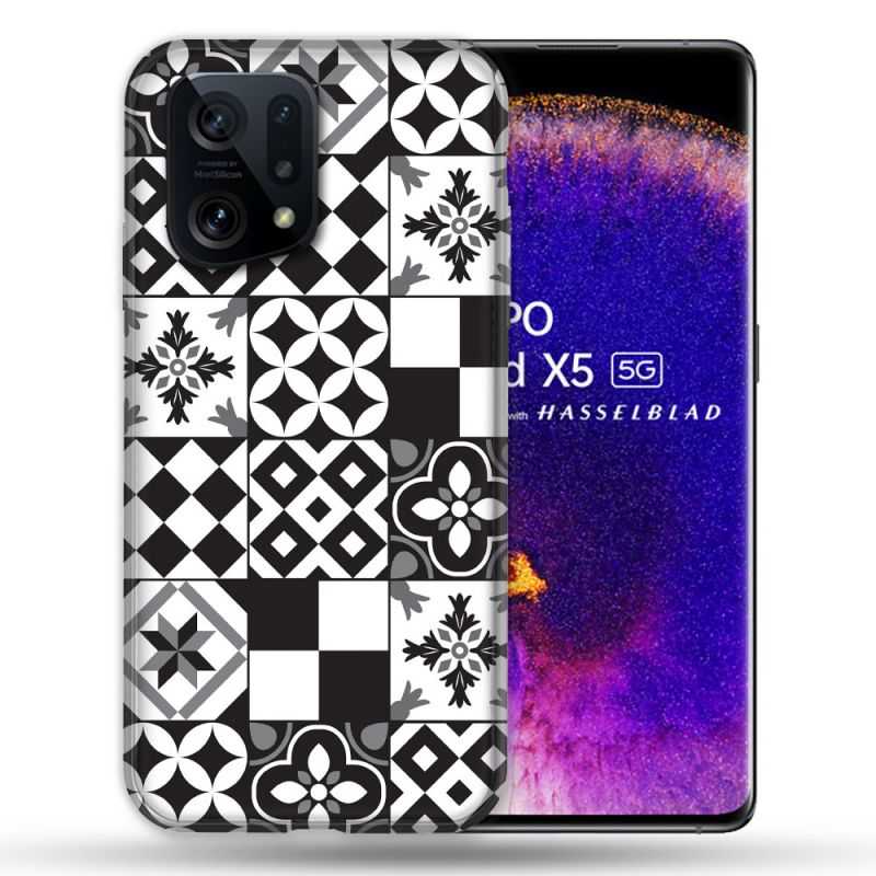 Coque Pour Oppo Find X5 Texture Carreau Ciment Noir