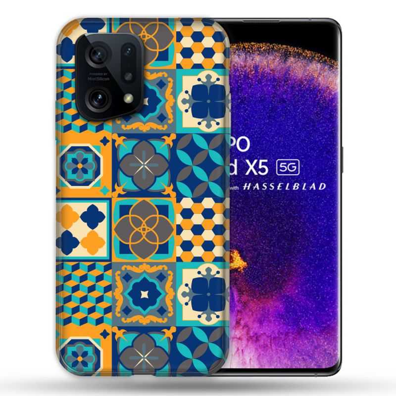 Coque Pour Oppo Find X5 Texture Carreau Ciment Orange