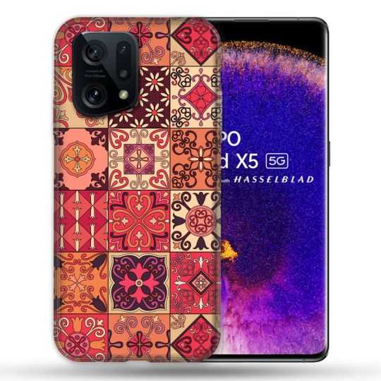 Coque Pour Oppo Find X5 Texture Carreau Ciment Rouge