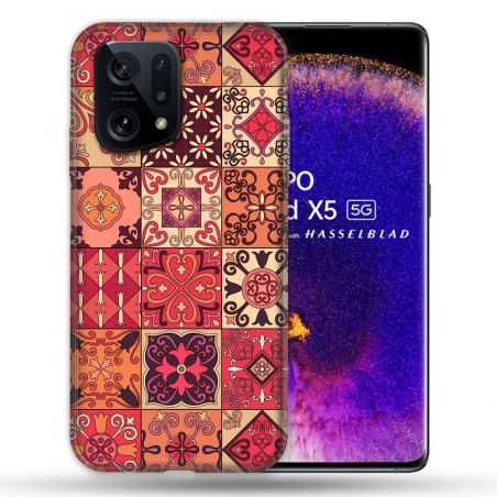 Coque Pour Oppo Find X5 Texture Carreau Ciment Rouge