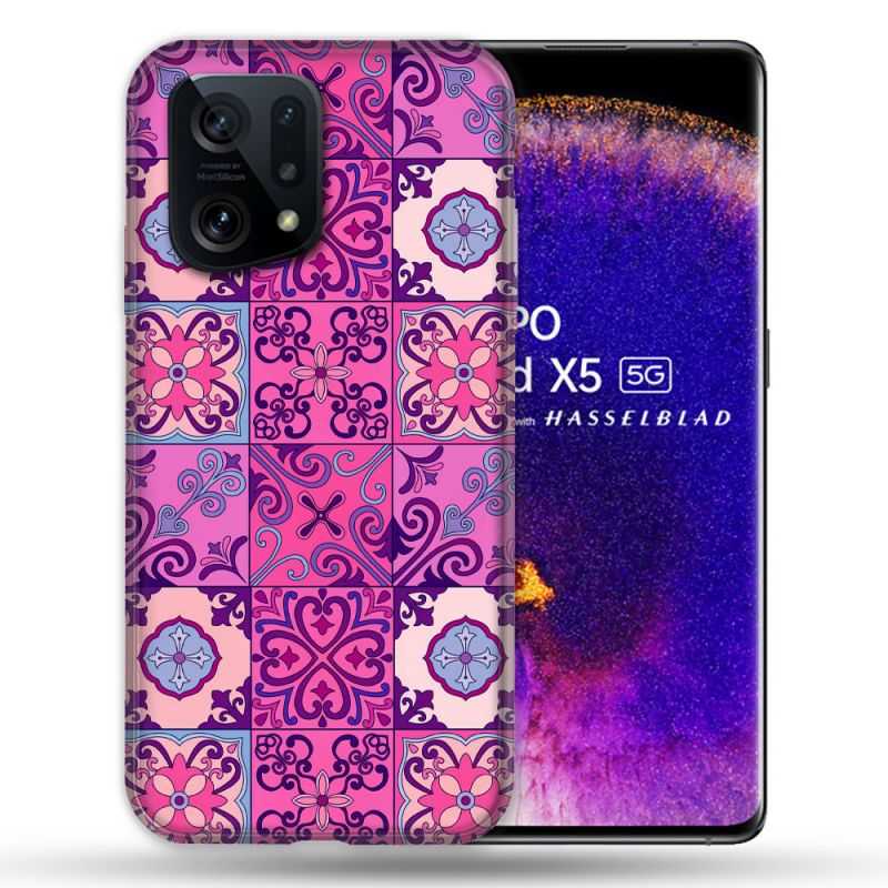 Coque Pour Oppo Find X5 Texture Carreau Ciment Violet