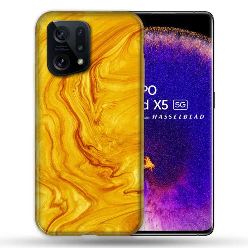Coque Pour Oppo Find X5 Texture Marbre Jaune