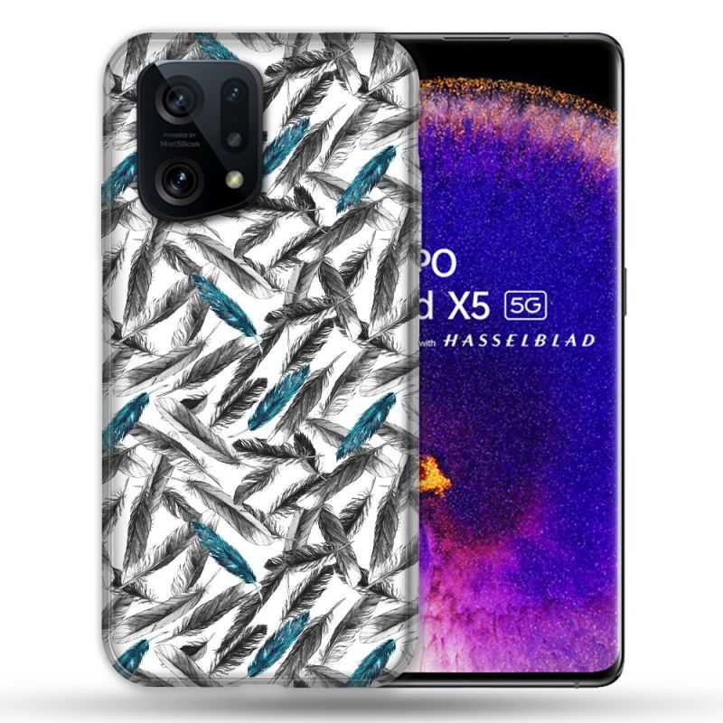 Coque Pour Oppo Find X5 Texture Plume Canard