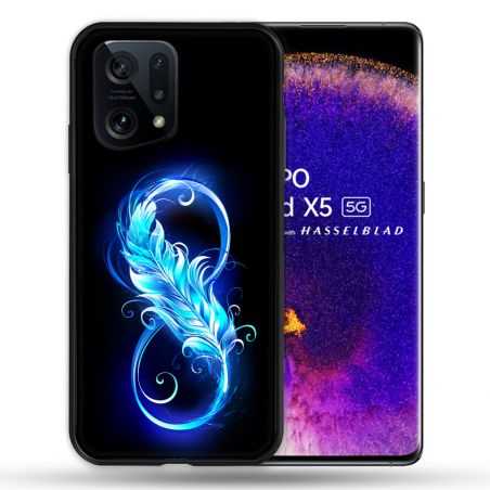 Coque Pour Oppo Find X5 Texture Plume Infini Bleu