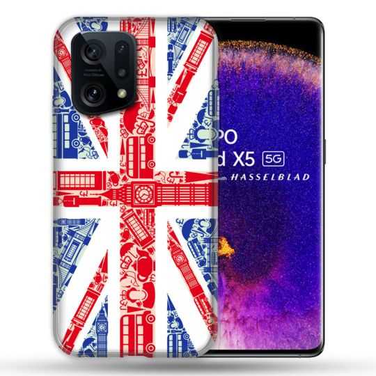 Coque Pour Oppo Find X5 Voyage Angleterre Blanc