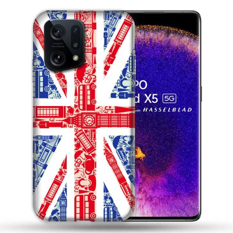 Coque Pour Oppo Find X5 Voyage Angleterre Blanc