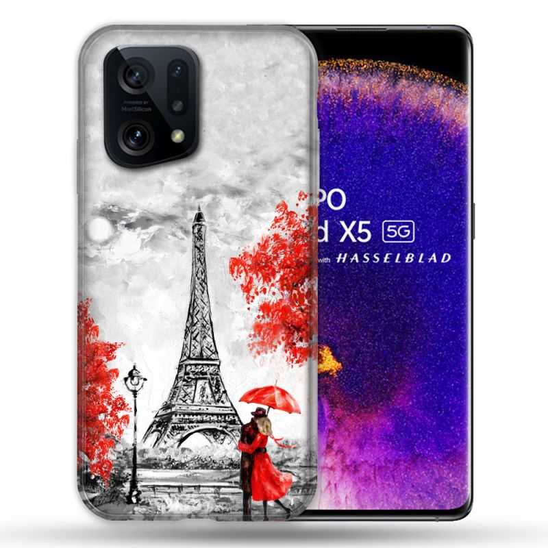 Coque Pour Oppo Find X5 Voyage France Paris Rouge