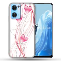 Coque Pour Oppo Find X5 Lite / Reno 7 Amour Coeur Rose Montant sur Blanc