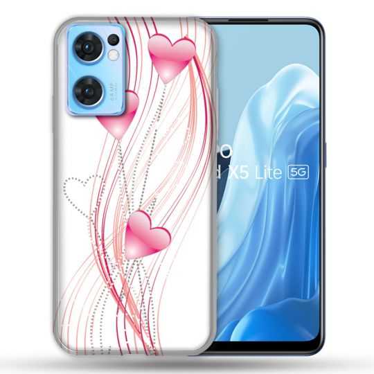 Coque Pour Oppo Find X5 Lite / Reno 7 Amour Coeur Rose Montant sur Blanc
