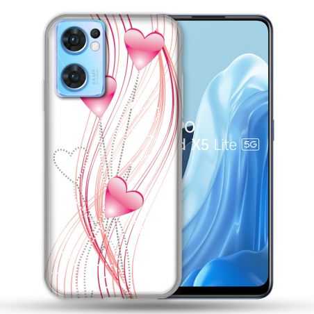 Coque Pour Oppo Find X5 Lite / Reno 7 Amour Coeur Rose Montant sur Blanc