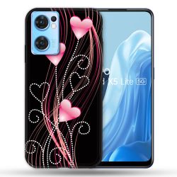 Coque Pour Oppo Find X5 Lite / Reno 7 Amour Coeur Rose Montant sur Noir