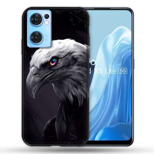 Coque Pour Oppo Find X5 Lite / Reno 7 Animal Aigle Royal Noir