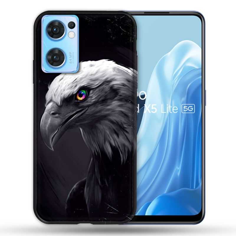 Coque Pour Oppo Find X5 Lite / Reno 7 Animal Aigle Royal Noir