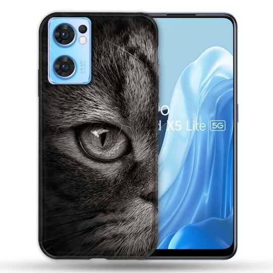 Coque Pour Oppo Find X5 Lite / Reno 7 Animal Chat Gris
