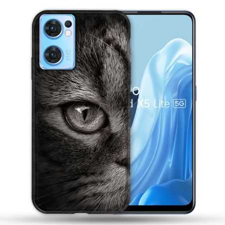 Coque Pour Oppo Find X5 Lite / Reno 7 Animal Chat Gris