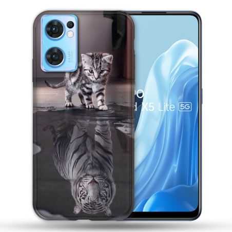Coque Pour Oppo Find X5 Lite / Reno 7 Animal Chat Reflet