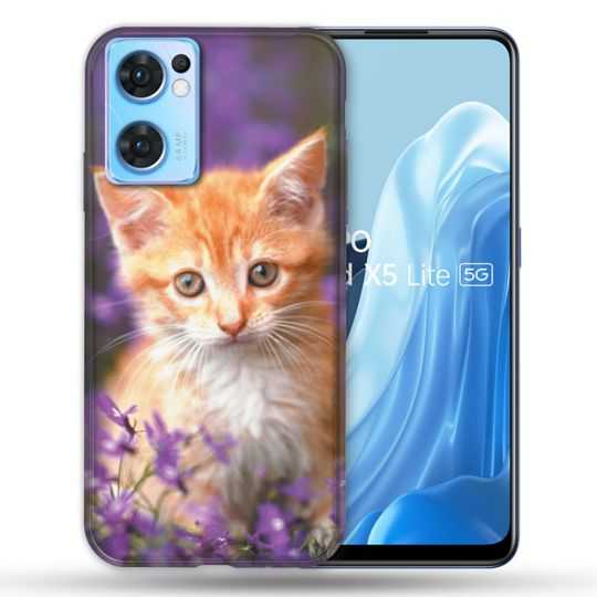 Coque Pour Oppo Find X5 Lite / Reno 7 Animal Chat Violet